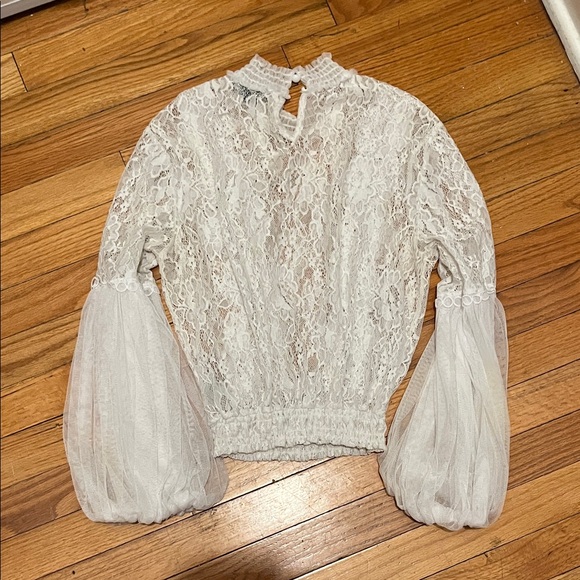 Love University Lace Blouse with Sheer Sleeves - Picture 6 of 6